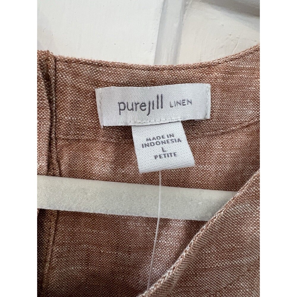 Pure J. Jill 100% Linen Sleeveless Midi Dress Terracotta Minimalist Petite Large - Picture 7 of 15